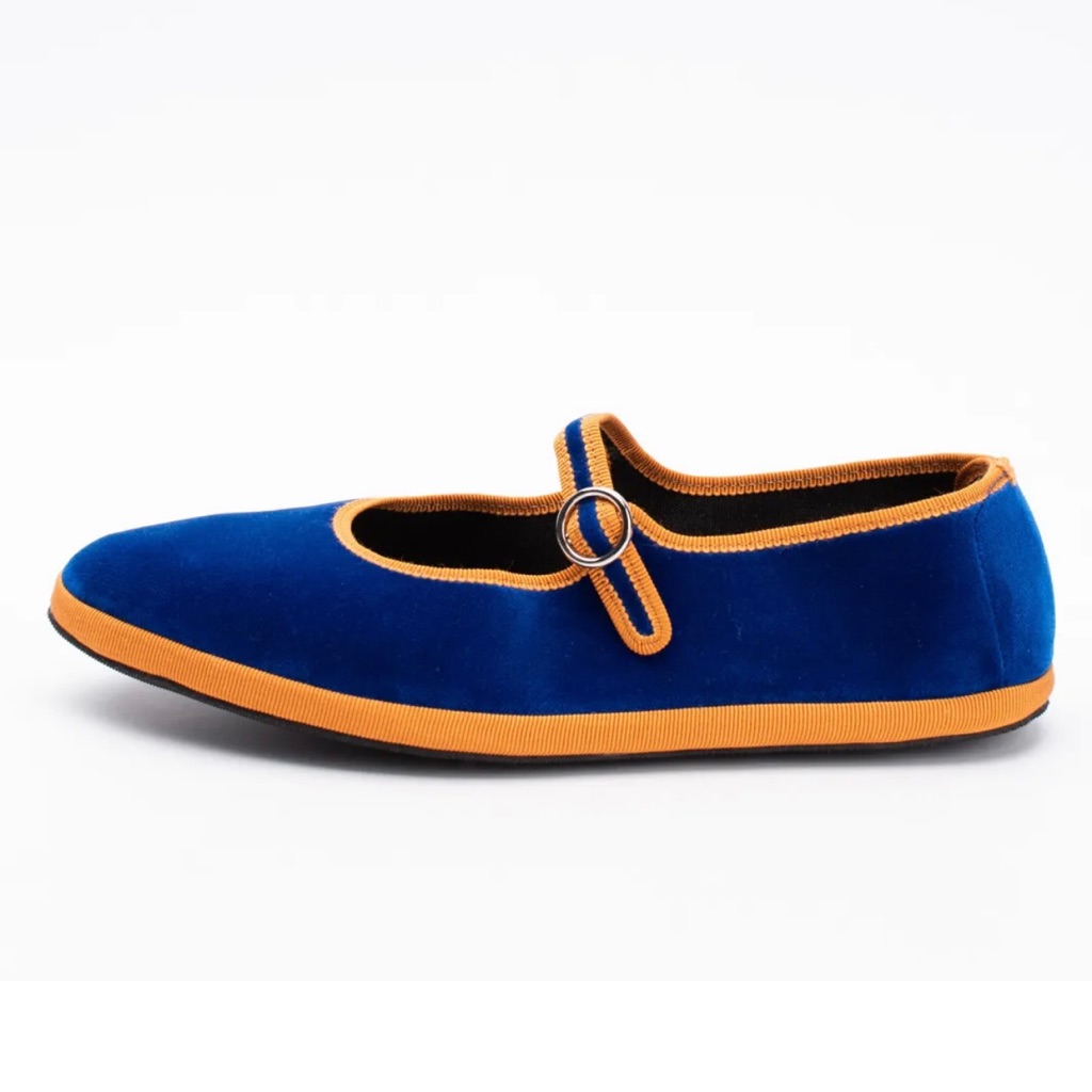 Nib $255 M Missoni Blue/Orange Contrast Velour Mary Jane Round Toe Flats Us9